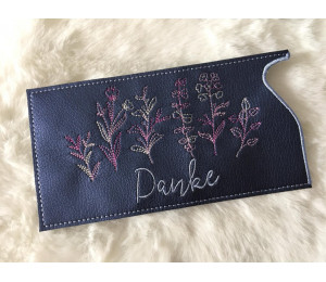 Stickdatei ITH - Hülle Botanical Art DANKE